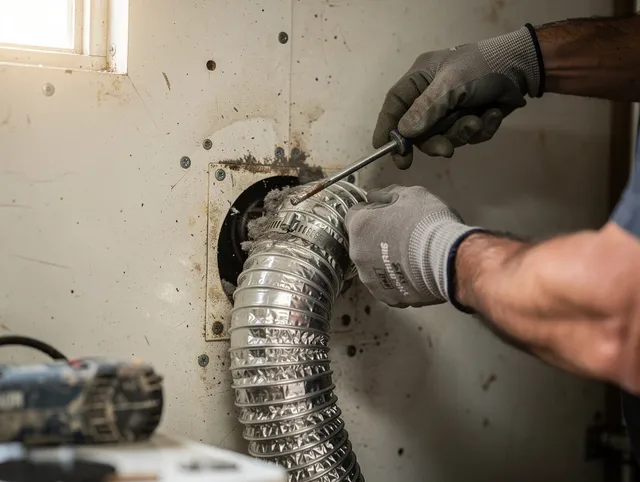 Jerome Dryer Vent Cleaning technician performing precise dryer vent hose installation in Jerome